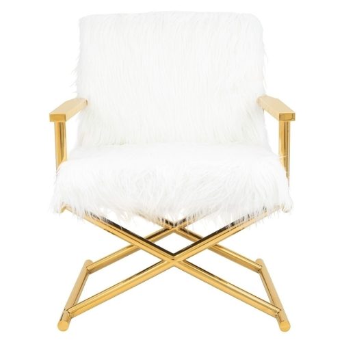 KARE Design Mr. Fluffy Műszőrme Fotel Fehér Arany