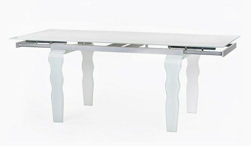 King Home Vendome Opti White Üveg Étkezőasztal Hullámos Lábakkal