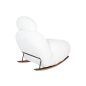 King Home Plush Fur Fehér Teddy Hintaszék Tölgyfa Talppal