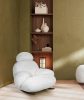 King Home Plush Fur Fehér Teddy Hintaszék Tölgyfa Talppal