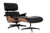 King Home Lounge XL Bőr Fotel Lábtartóval Diófa Fekete
