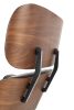 King Home Lounge XL Bőr Fotel Lábtartóval Diófa Fekete