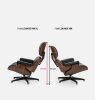 King Home Lounge XL Bőr Fotel Lábtartóval Diófa Fekete
