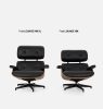 King Home Lounge XL Bőr Fotel Lábtartóval Diófa Fekete