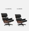 King Home Lounge XL Bőr Fotel Lábtartóval Diófa Fekete