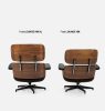 King Home Lounge XL Bőr Fotel Lábtartóval Diófa Fekete