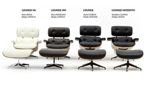 King Home Lounge Premium Pihenőfotel Diófa Fehér Bőr 360° Forgó