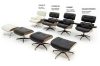 King Home Lounge Premium Pihenőfotel Diófa Fehér Bőr 360° Forgó