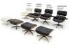 King Home Lounge Premium Pihenőfotel Diófa Fehér Bőr 360° Forgó