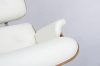 King Home Lounge Premium Pihenőfotel Diófával Fehér Bőr Forgatható