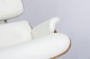 King Home Lounge Premium Pihenőfotel Diófával Fehér Bőr Forgatható