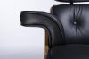 King Home Lounge Prémium Bőr Fotel Diófa Fekete Forgatható