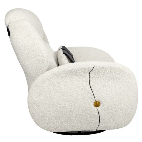 King Home Tape Teddy Forgó Fotel Fehér Plüss Dekoratív Szíjjal