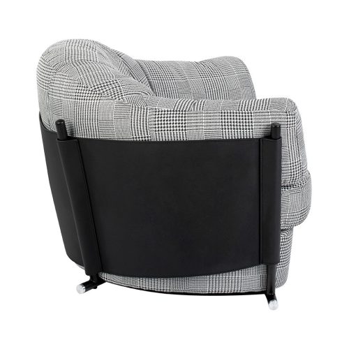 King Home Roger Kényelmes Fotel Pepita Mintás Fekete-Fehér