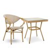King Home Bistro Paris Rattan Üveglapos Kerti Asztal Világosbarna