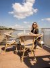 King Home Bistro Paris Rattan Üveglapos Kerti Asztal Világosbarna