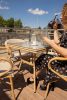 King Home Bistro Paris Rattan Üveglapos Kerti Asztal Világosbarna