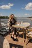 King Home Bistro Paris Rattan Üveglapos Kerti Asztal Világosbarna