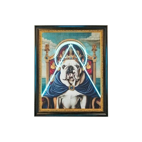 King Home Neon Bulldog LED Világító Kép Klasszikus Keretben