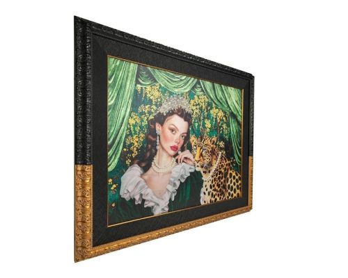 King Home Pearls Leopard Luxus Művészeti Kép Gyöngy Díszítéssel