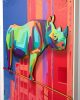 King Home Rhino in the City Pop Art 3D Fali Kép Kék-Rózsaszín