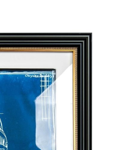 King Home Art Deco Chrysler Épület Kék-Fehér Keretezett Művészeti Nyomat