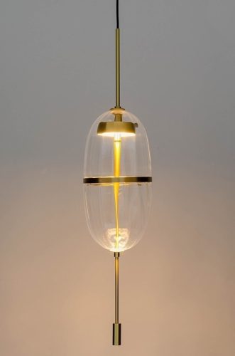 King Home Chaplin 200 LED Függőlámpa Üveg Réz Ellipszis