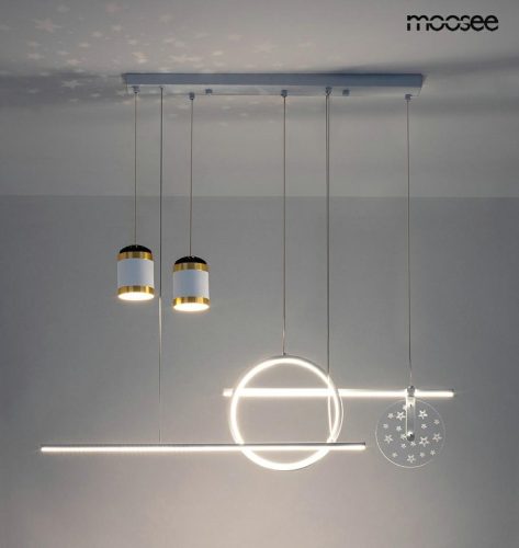 Moosee Stars LED Függőlámpa Fehér Arany Csillagmintás