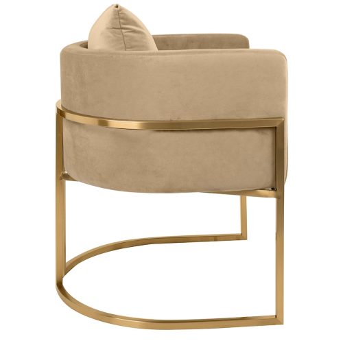 King Home Chloe Velvet Fotel Kaki Arany Vázzal