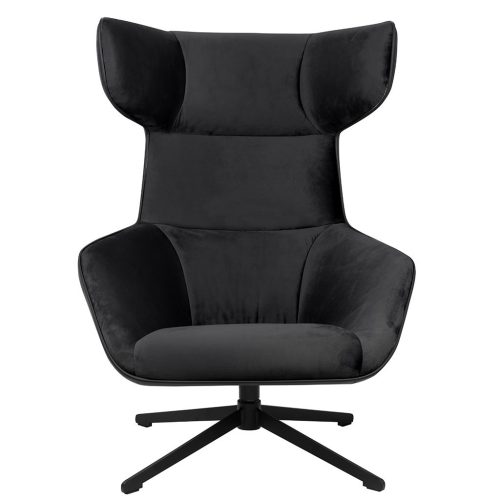 King Home VITA Forgó Fotel Velvet/PU Bőr Fekete