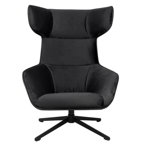 King Home VITA Forgó Fotel Velvet/PU Bőr Fekete
