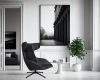 King Home VITA Forgó Fotel Velvet/PU Bőr Fekete