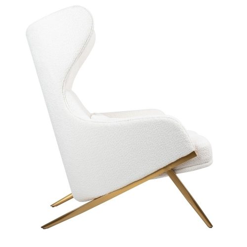 King Home Hampton Teddy Fotel Fehér Plüss Arany Lábakkal