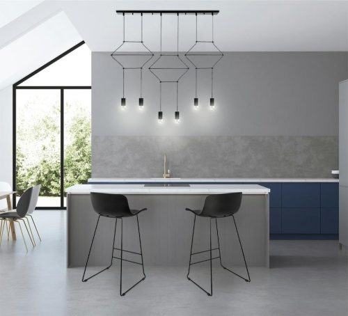 King Home Flusso Line 6 Geometrikus Függőlámpa Fekete