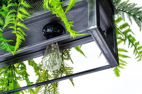 King Home Semira 180 Industrial Függőlámpa Növénytartóval Acél Fekete