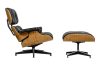 King Home Lounge Soft Premium Széles Fotel Lábtartóval Fekete Dió Valódi Bőr
