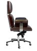 King Home Lounge Business Prémium Irodai Szék Rózsafa Valódi Bőr Fekete