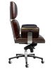 King Home Lounge Business Prémium Irodai Szék Rózsafa Valódi Bőr Fekete
