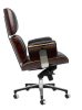 King Home Lounge Business Prémium Irodai Szék Rózsafa Valódi Bőr Fekete