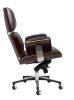 King Home Lounge Business Prémium Irodai Szék Rózsafa Valódi Bőr Fekete