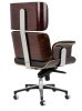 King Home Lounge Business Prémium Irodai Szék Rózsafa Valódi Bőr Fekete