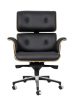 King Home Lounge Business Prémium Irodai Szék Diófa Valódi Bőr Fekete