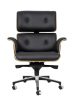 King Home Lounge Business Prémium Irodai Szék Diófa Valódi Bőr Fekete