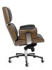 King Home Lounge Business Prémium Irodai Szék Diófa Valódi Bőr Fekete