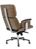 King Home Lounge Business Prémium Irodai Szék Diófa Valódi Bőr Fekete