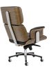 King Home Lounge Business Prémium Irodai Szék Diófa Valódi Bőr Fekete
