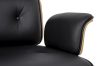King Home Lounge Business Prémium Irodai Szék Diófa Valódi Bőr Fekete