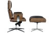 King Home Lounge Business Prémium Irodai Fotel Lábtartóval Diófa-Fekete Bőr