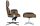 King Home Lounge Business Prémium Irodai Fotel Lábtartóval Diófa-Fekete Bőr