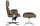 King Home Lounge Business Prémium Irodai Fotel Lábtartóval Diófa-Fekete Bőr